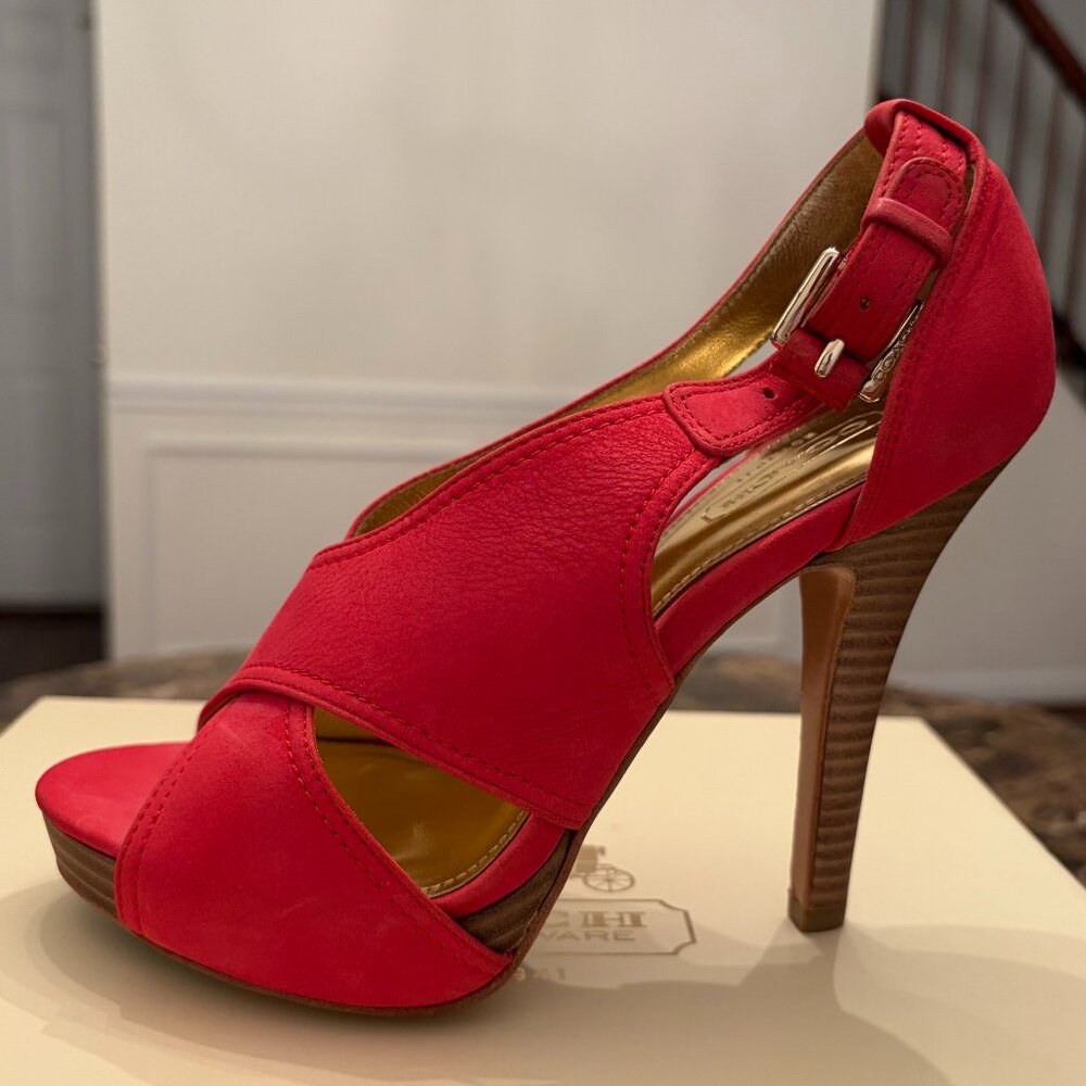 Coach Adelle Nubuck Blossom Colored Platform Heels (Size 5) - Picture 6 of 15